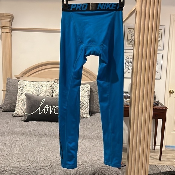 Nike Pro Teal Blue Compression Pants Size Large - Picture 5 of 14